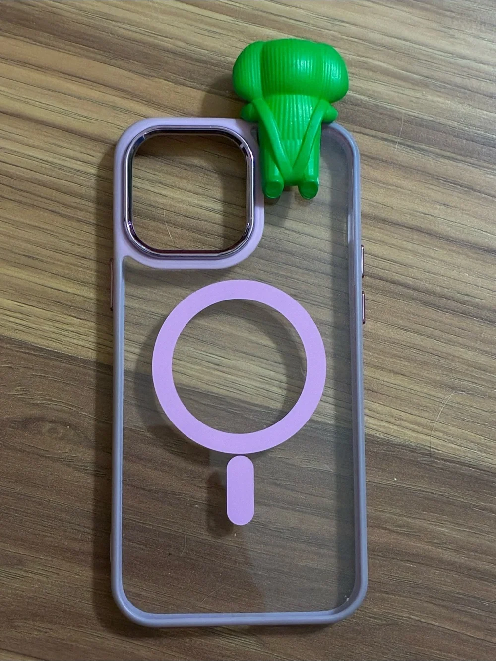 Clear MagSafe-Compatible Phone Case with Pink Frame